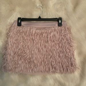 Express Pink Fringe Short Skirt